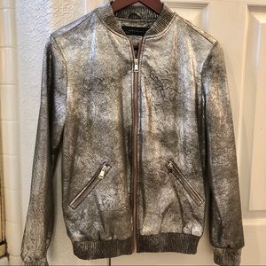Zara leather bomber jacket